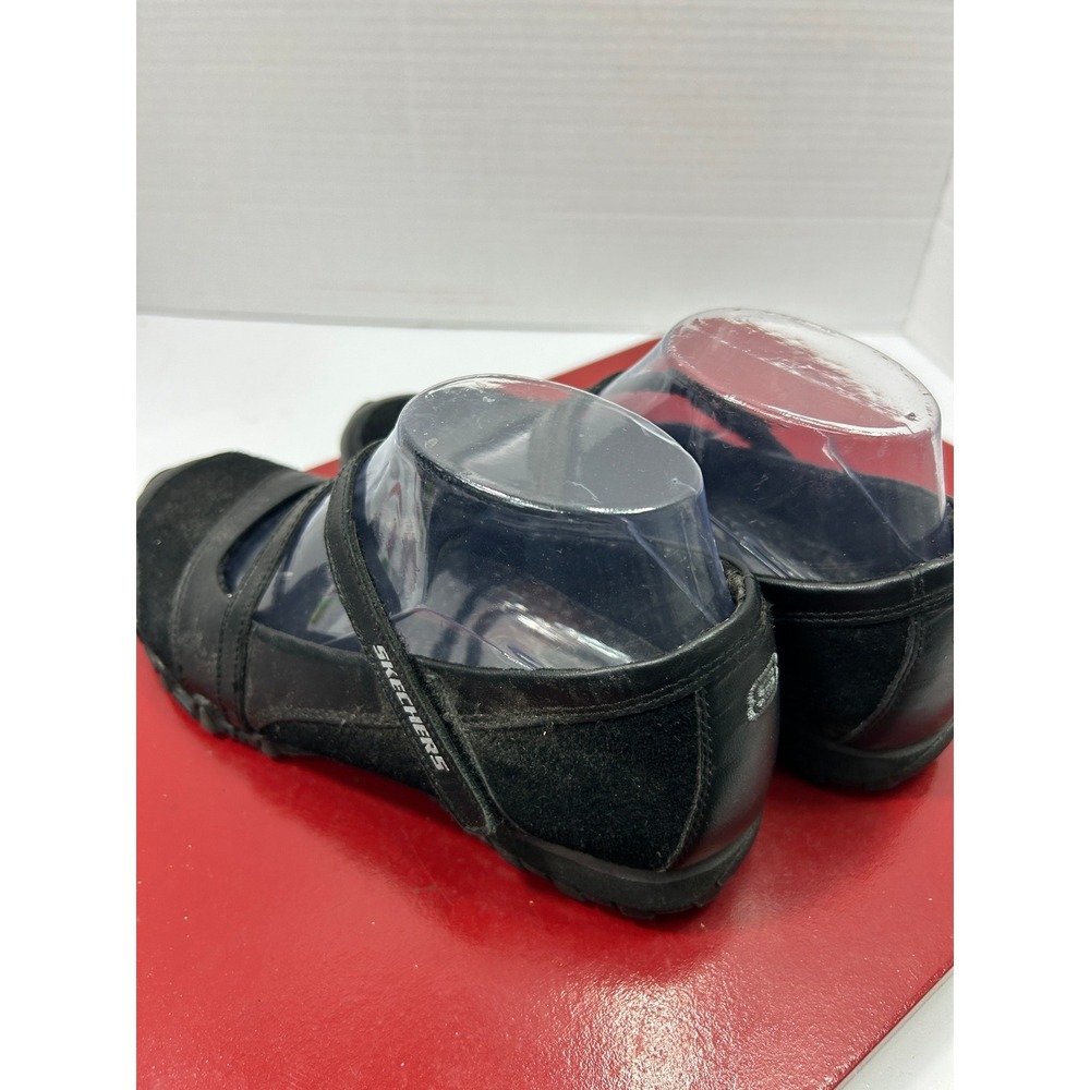 Skechers Mary Jane Flats 6.5 Black Leather Suede Crisscross Strap Y2K Style - Picture 7 of 10